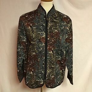 Authentic Original Vintage Style Floral Quilted Jacket in Blue, Brown, Green